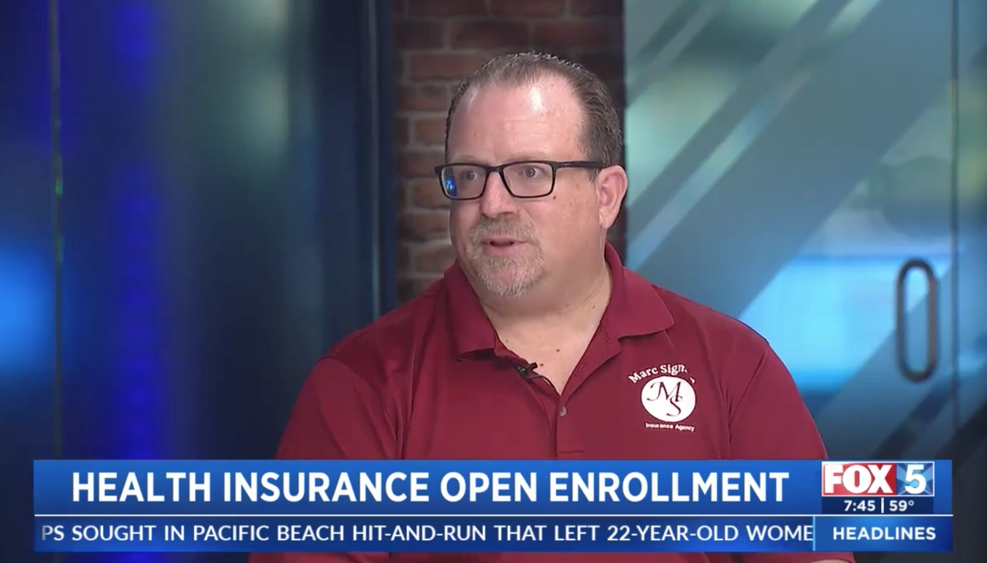 A man on fox 5 talking about health insurance open enrollment