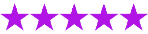 Five purple stars are lined up in a row on a white background.