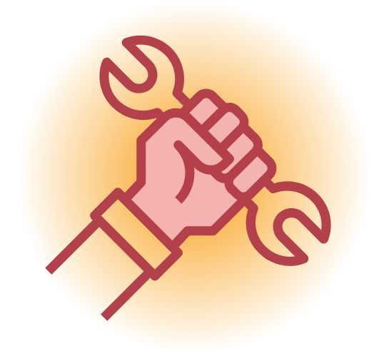 a hand holding a spanner