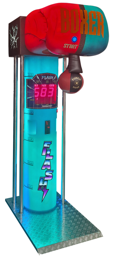 blue and red punchbag machine