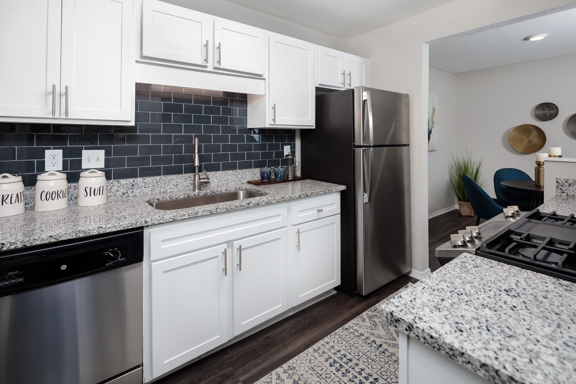 Kitchen with Sink and Refrigerator | The Bentley at Marietta