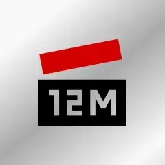 A black and red logo for a company called 12m