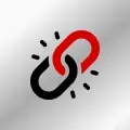 A black and red chain link icon on a gray background.