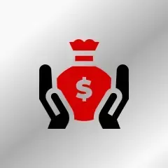 A pair of hands holding a bag of money with a dollar sign on it.