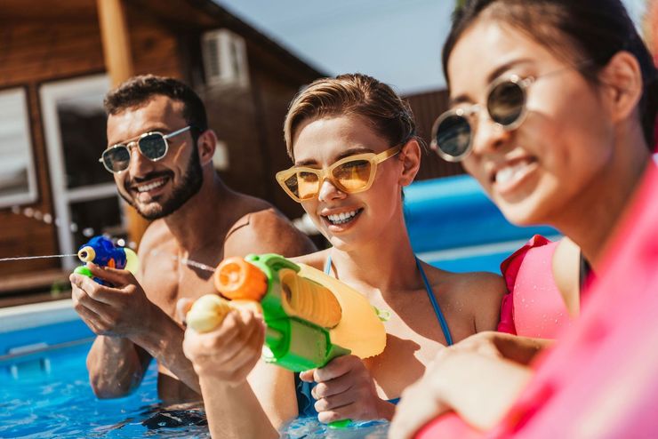 Friends enjoying at the pool