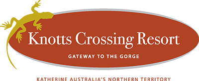 A logo for knotts crossing resort with a lizard on it