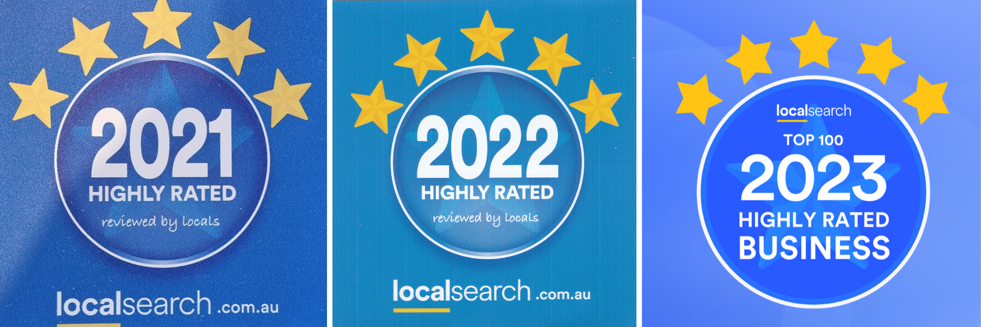 Localsearch Highly Rated Business 3 Years in a row!