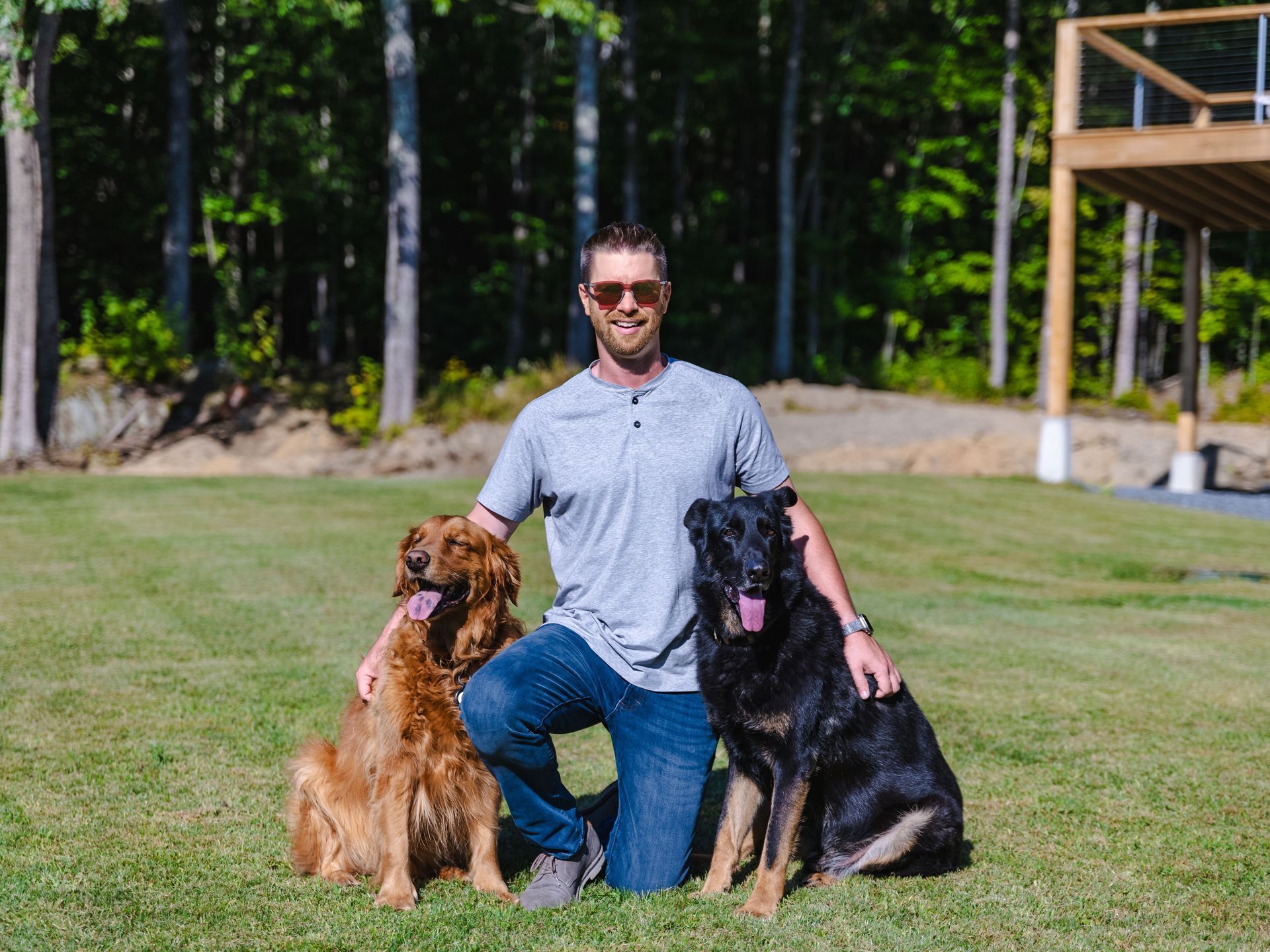 Evan with his two dogs