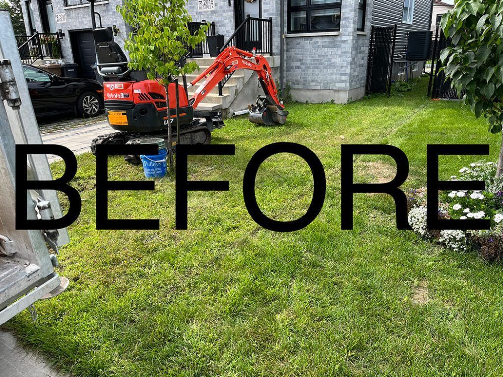 A picture of a lawn with the word before written on it.