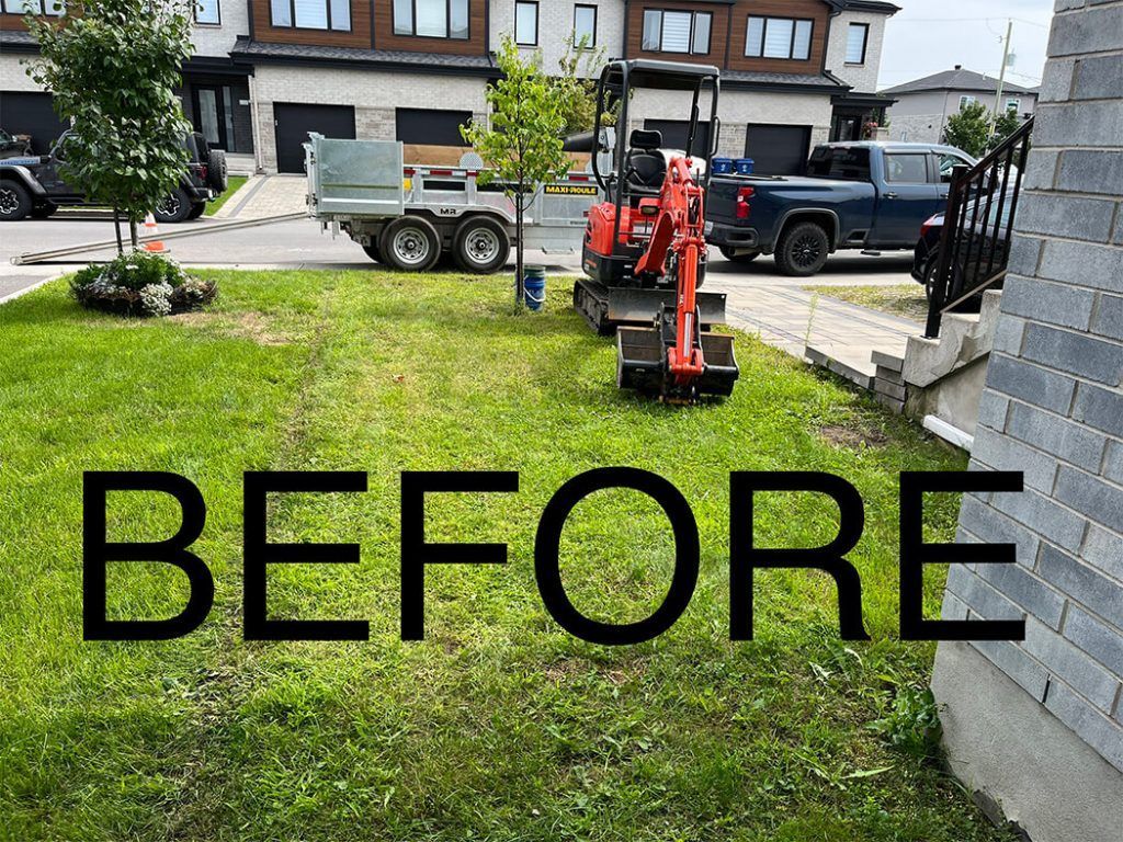 A picture of a lawn with the words `` before '' written on it.