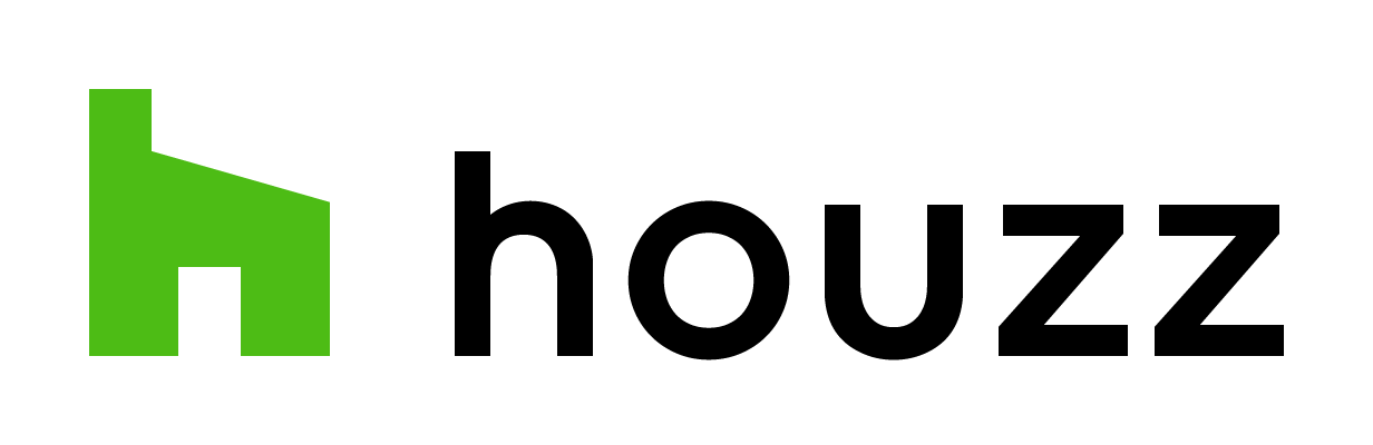 Houzz logo: Green house icon next to black text that reads 