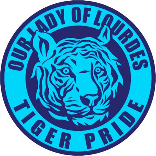 Black and white logo: silhouette of a coastal city with palm trees, lighthouse, and waves against a circular background.