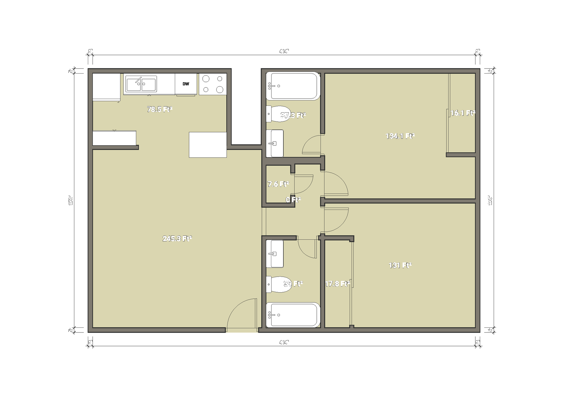 Floor Plan: 2 bedrooms, 2 bathrooms