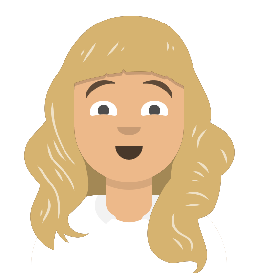 A cartoon illustration of a woman with blonde hair