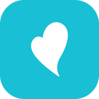 A blue square with a white heart logo for beanstack on it