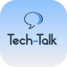 A logo for tech-talk with a speech bubble