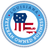The logo for louisiana veteran owned business