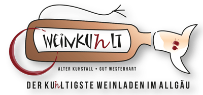Eine Zeichnung einer Weinflasche mit der Aufschrift „weinkühlt“