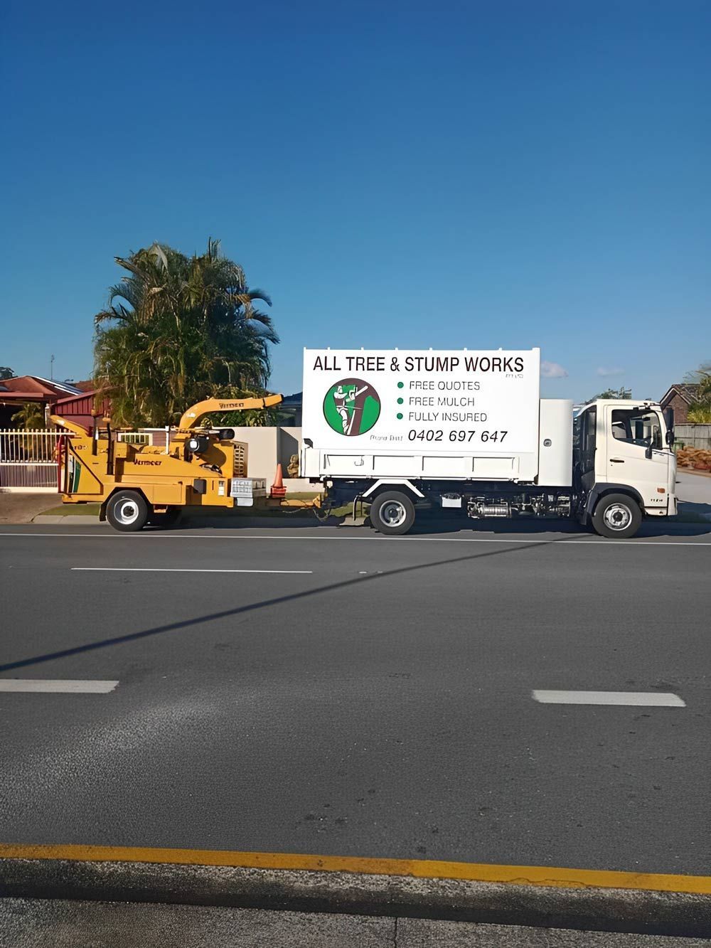 Al Tree & Stump Works Truck and Wood Chipper — All Tree and Stump Works in Cobaki, NSW