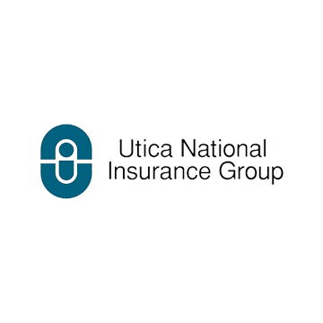 Utica National Insurance Group logo: teal oval with white symbol and text to the right.
