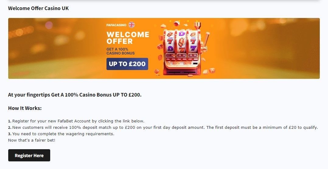 fafabet online casino Offer from Go Gambling
