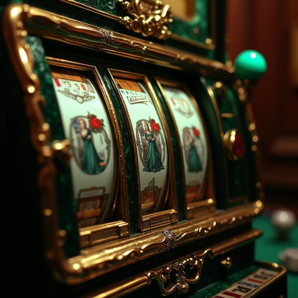 Green felt casino table with cards and chips in a dimly lit room