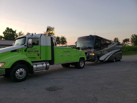 Automobile being towed away