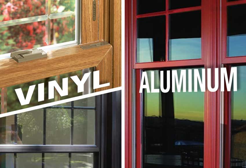 A picture of a window made of vinyl and aluminum.