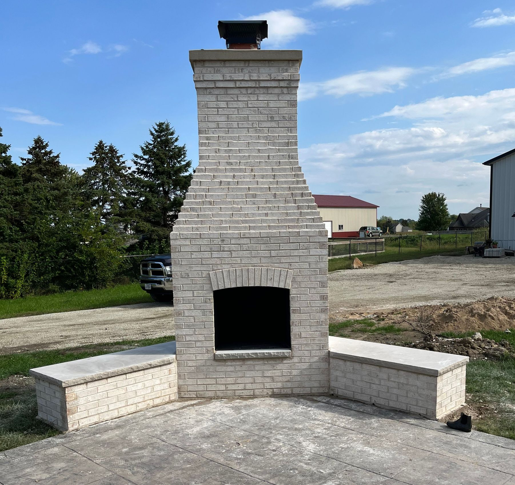 Custom outdoor fireplace construction near Chicago, IL