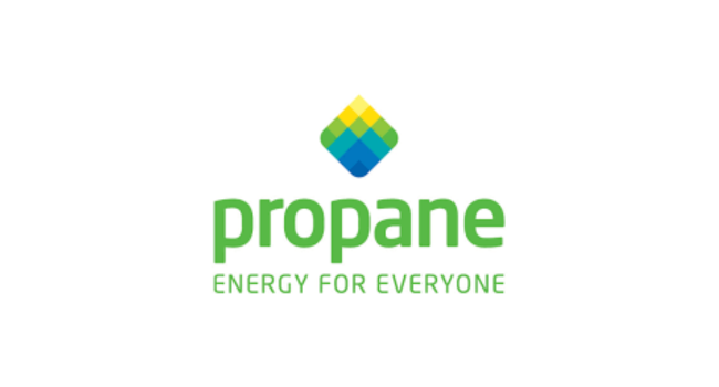 A green and blue logo for propane energy for everyone