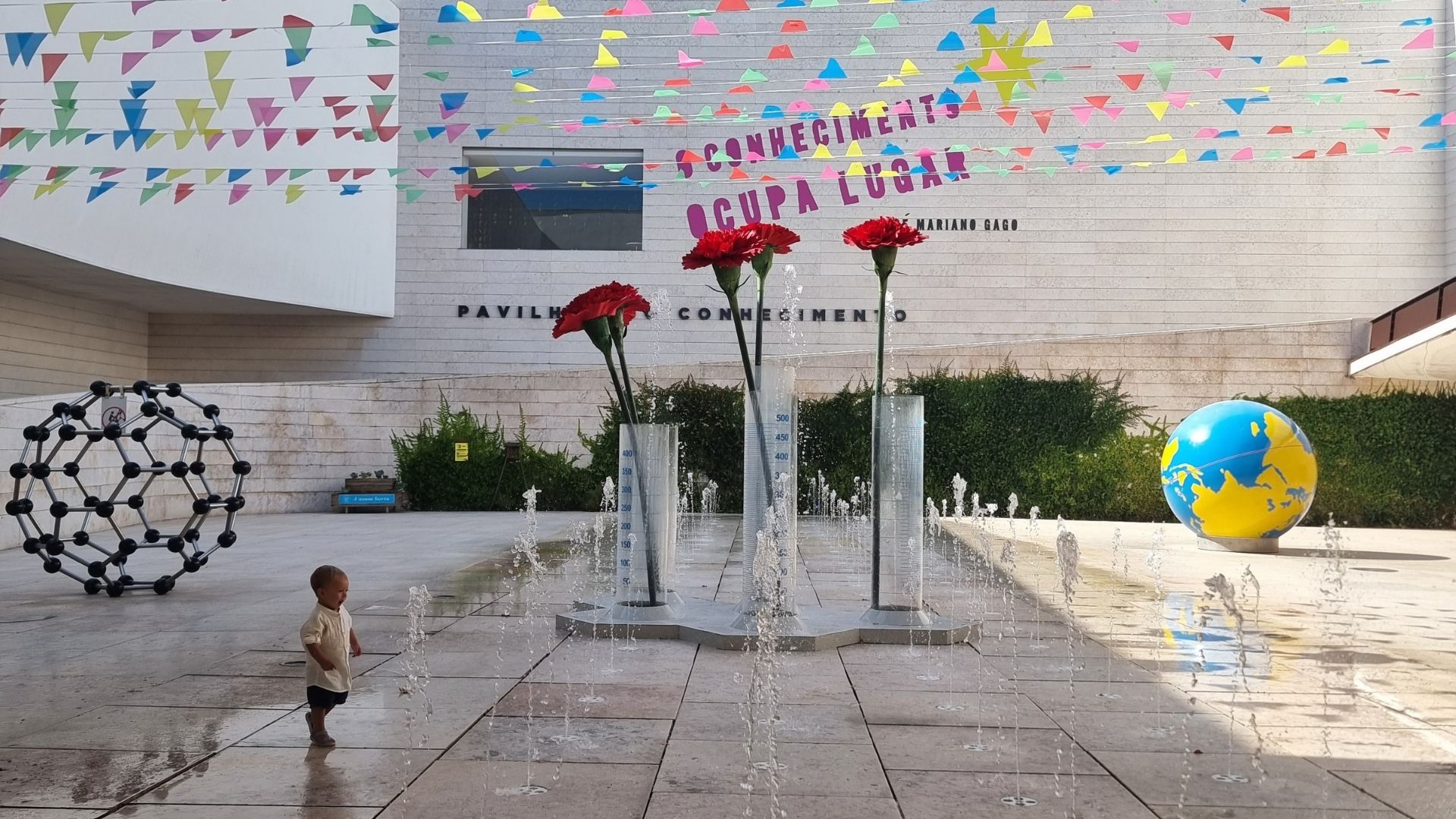 The iconic Pavilhão do Conhecimento building in Parque das Nações, Lisbon, a hub for science and technology, perfect for visitors exploring the city while enjoying budget-friendly accommodations, short-term rooms, or city break lodging nearby.