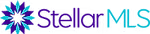 A purple and blue logo for stellar mls
