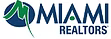 The logo for miami realtors is blue and green.