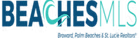 A blue and green logo for beaches mls