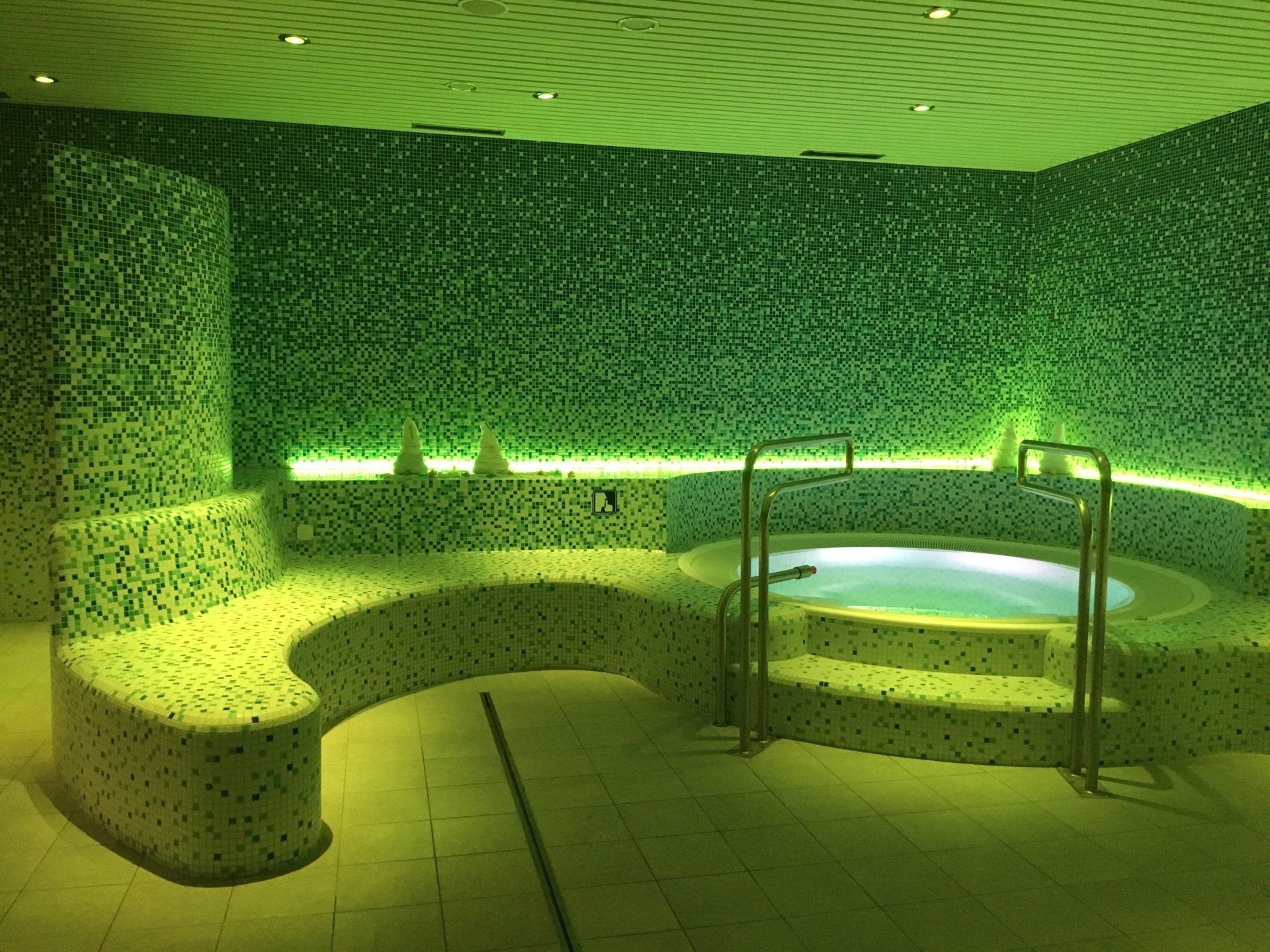 bassin intérieur éclairé en vert