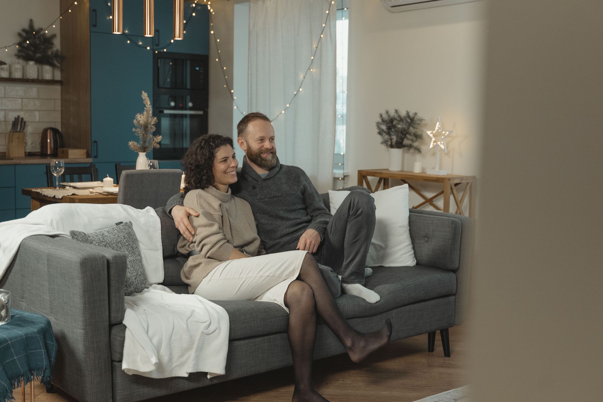 Couple Relaxing in Comfortable Home