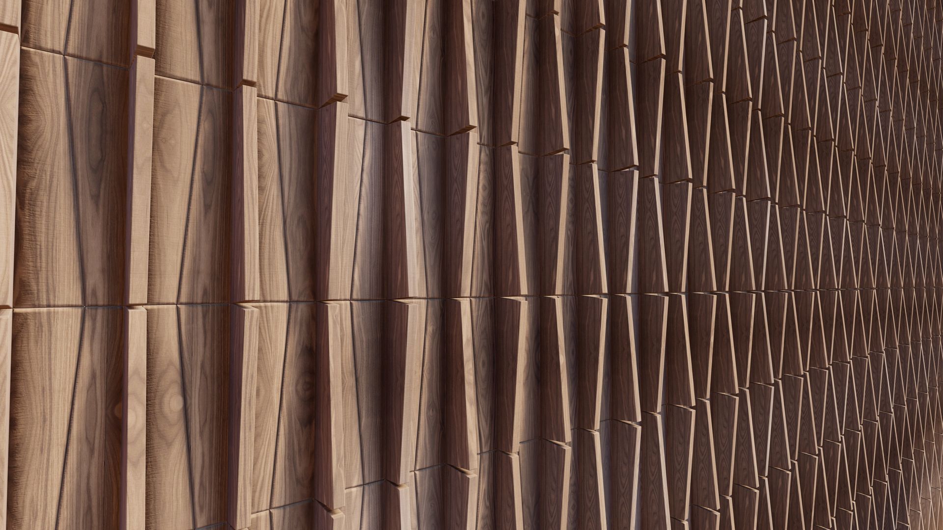 A close up of a wooden wall with a geometric pattern.