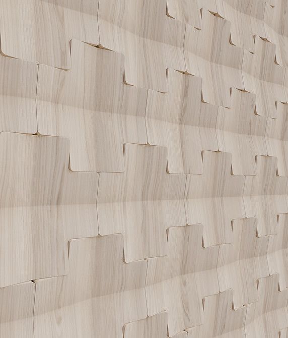 A close up of a wooden wall with a geometric pattern.