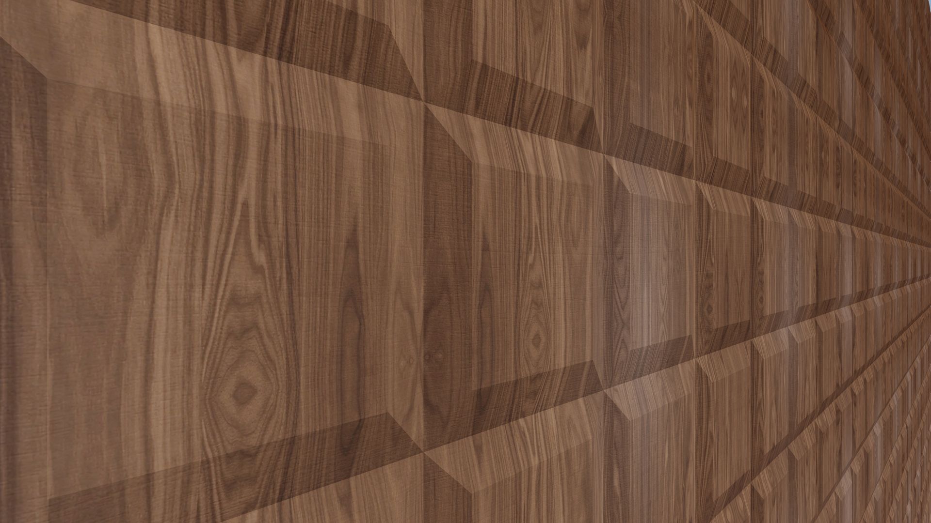 A close up of a wooden surface with a geometric pattern on it.