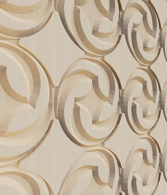 A wall with a pattern of circles and swirls on it