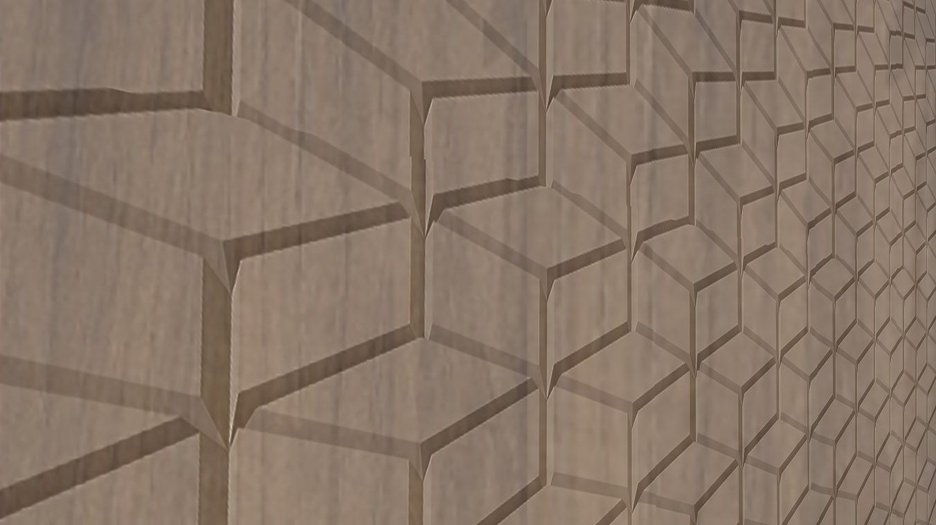 A close up of a wall with a geometric pattern on it.