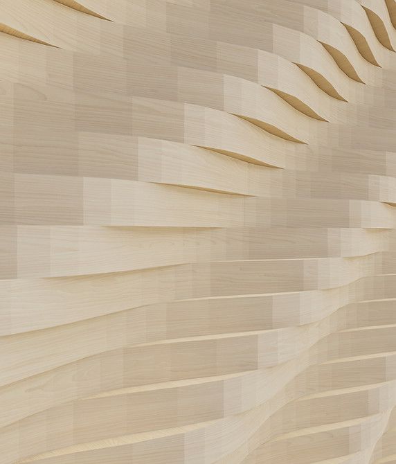 A close up of a wooden wall with a geometric pattern.