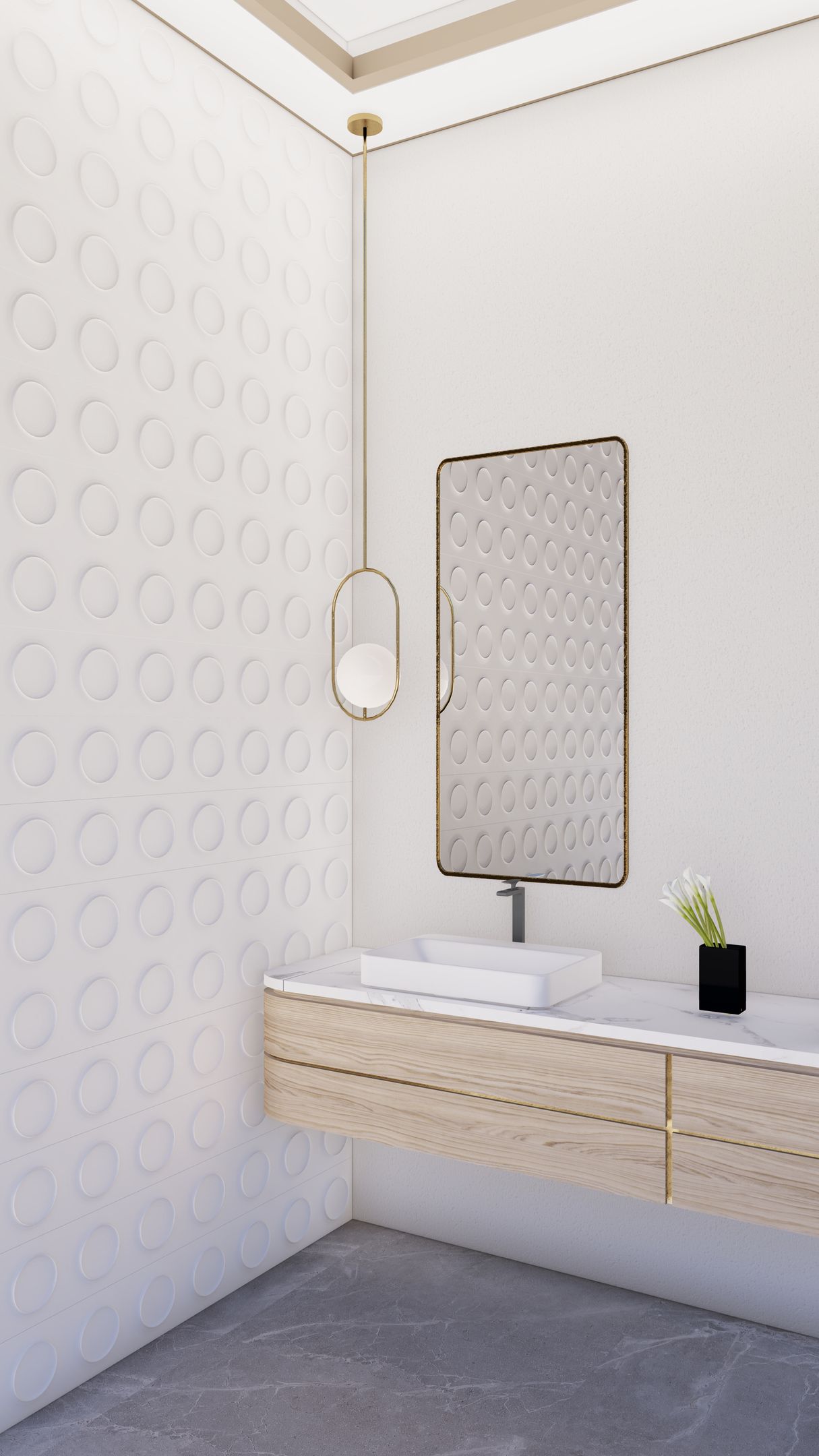 A bathroom with a sink and a mirror on the wall.