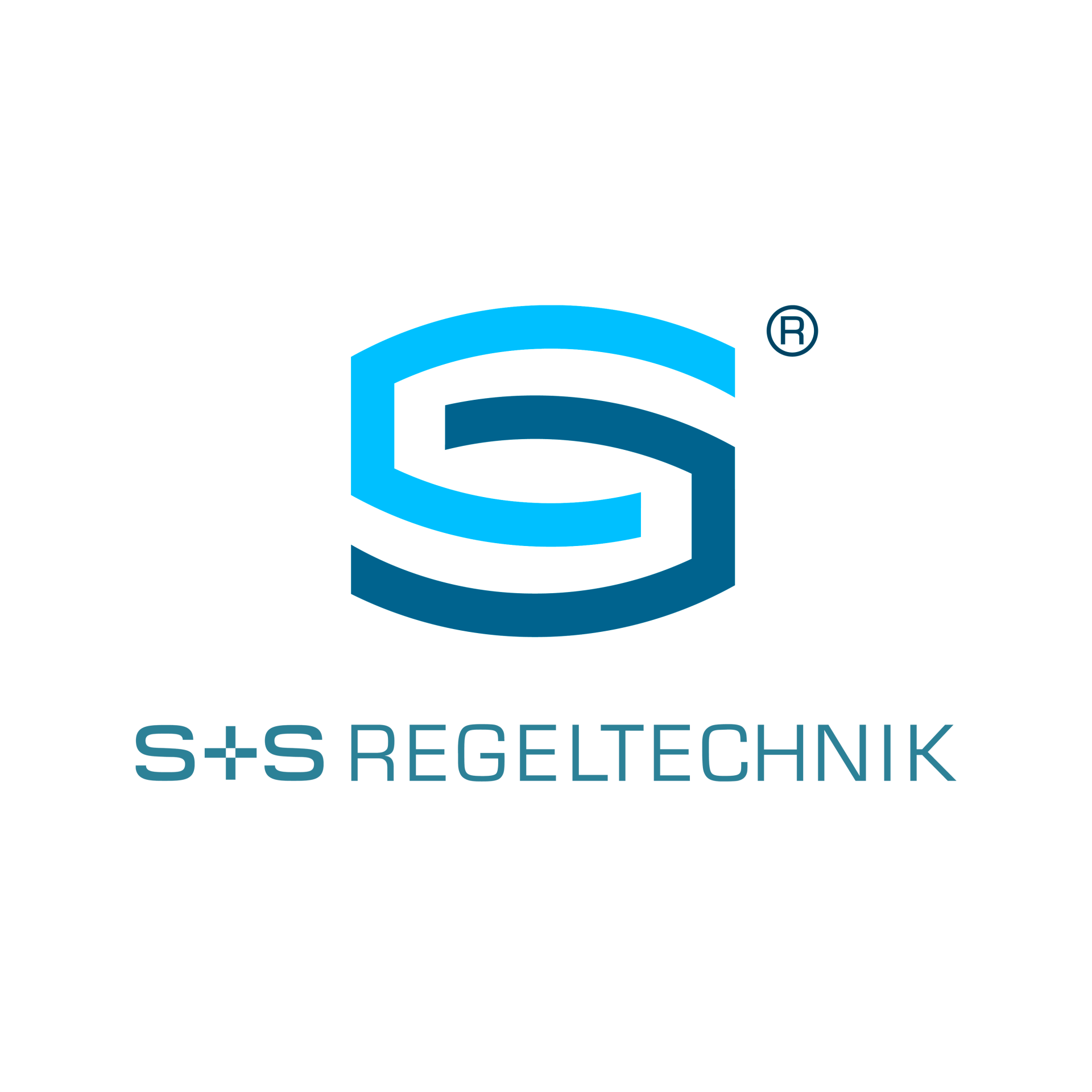 Logotipo azul y blanco de s + s regeltechnik
