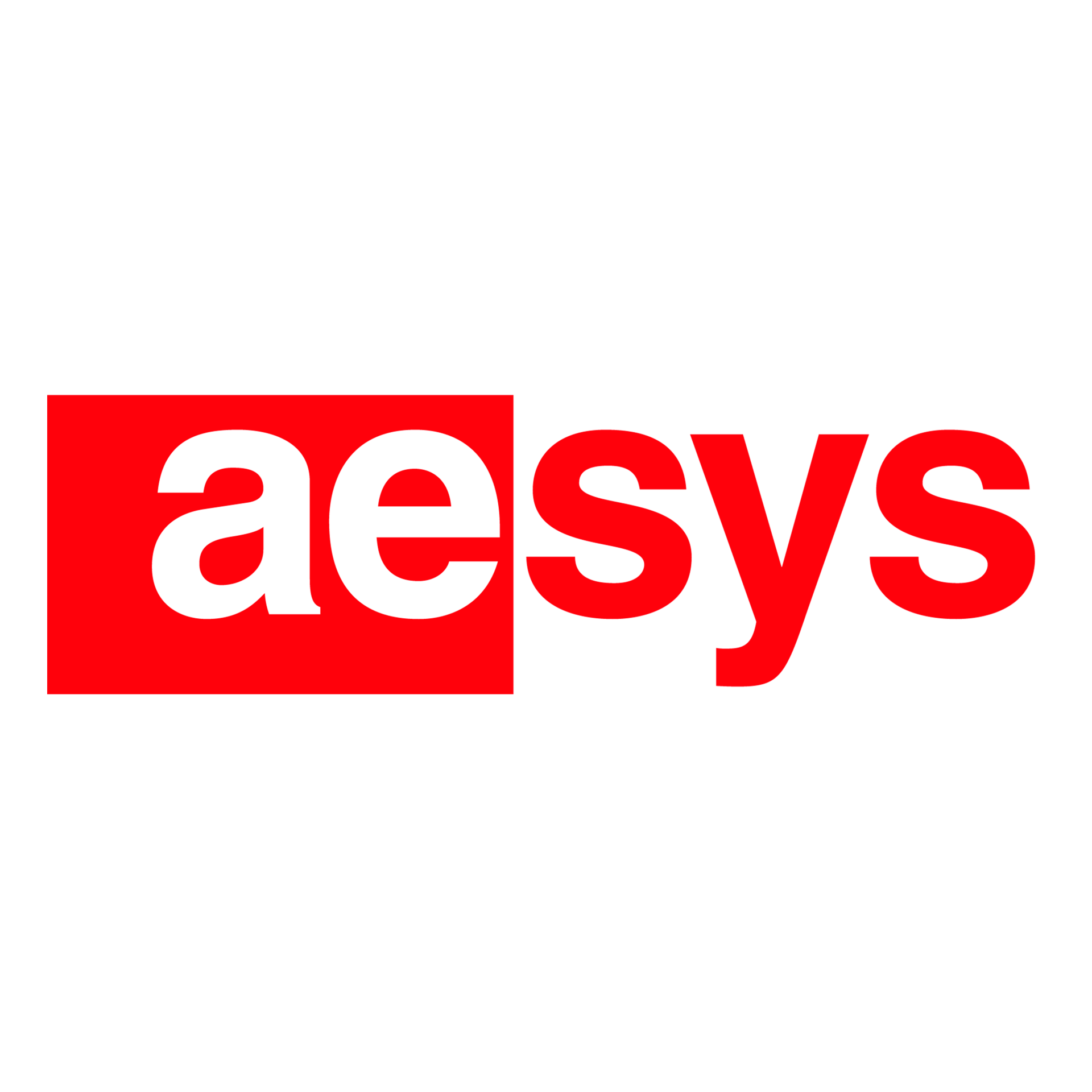 Logotipo rojo y blanco de Aesys-PMV