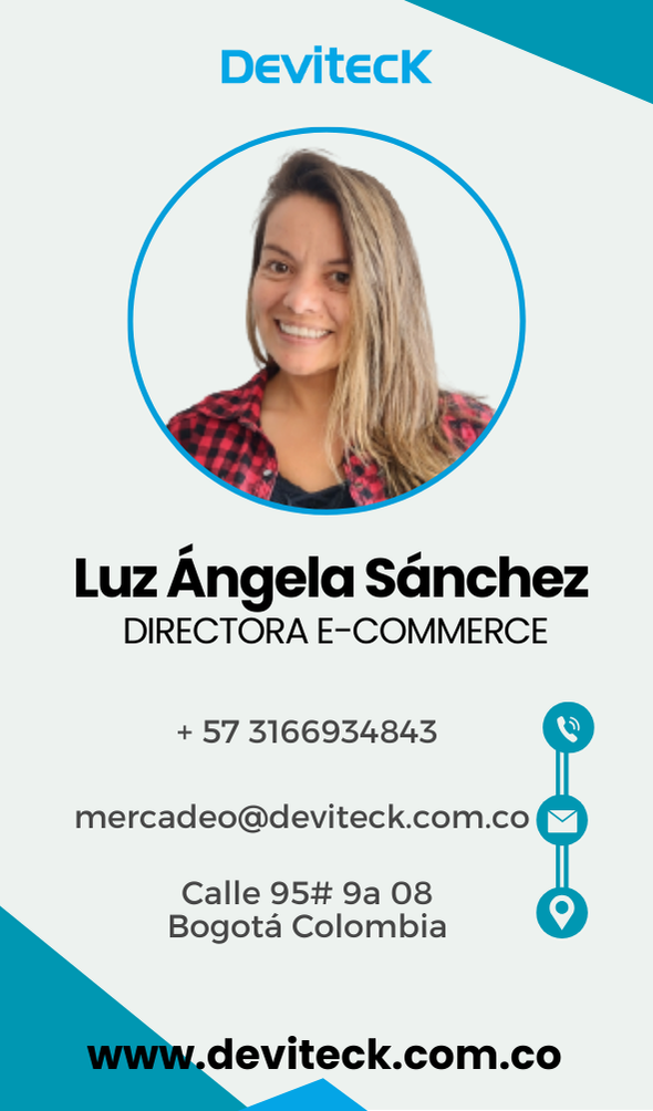Una tarjeta de presentación para Luz Angela Sánchez, directora de comercio electrónico.