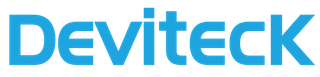 La palabra devitech está escrita en azul sobre un fondo blanco.