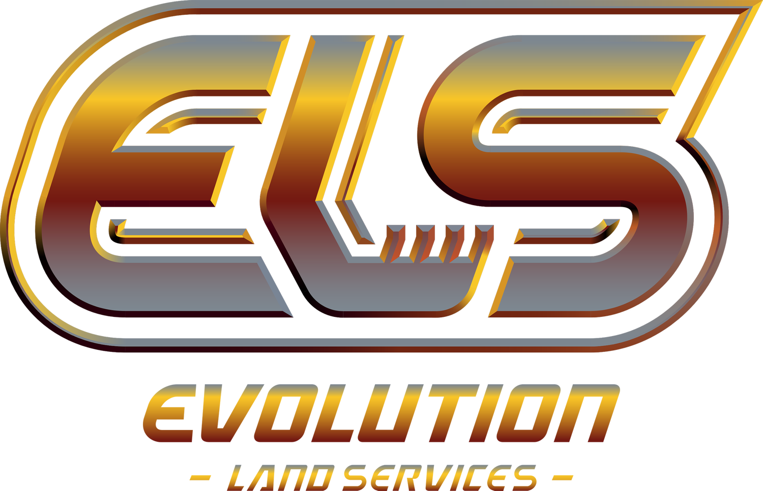 Logo of Evolution Land Services: stylized "ELS" with orange-yellow gradient, silver outline, and "EVOLUTION LAND SERVICES" below.
