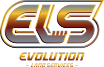 Logo of Evolution Land Services: stylized "ELS" with orange-yellow gradient, silver outline, and "EVOLUTION LAND SERVICES" below.