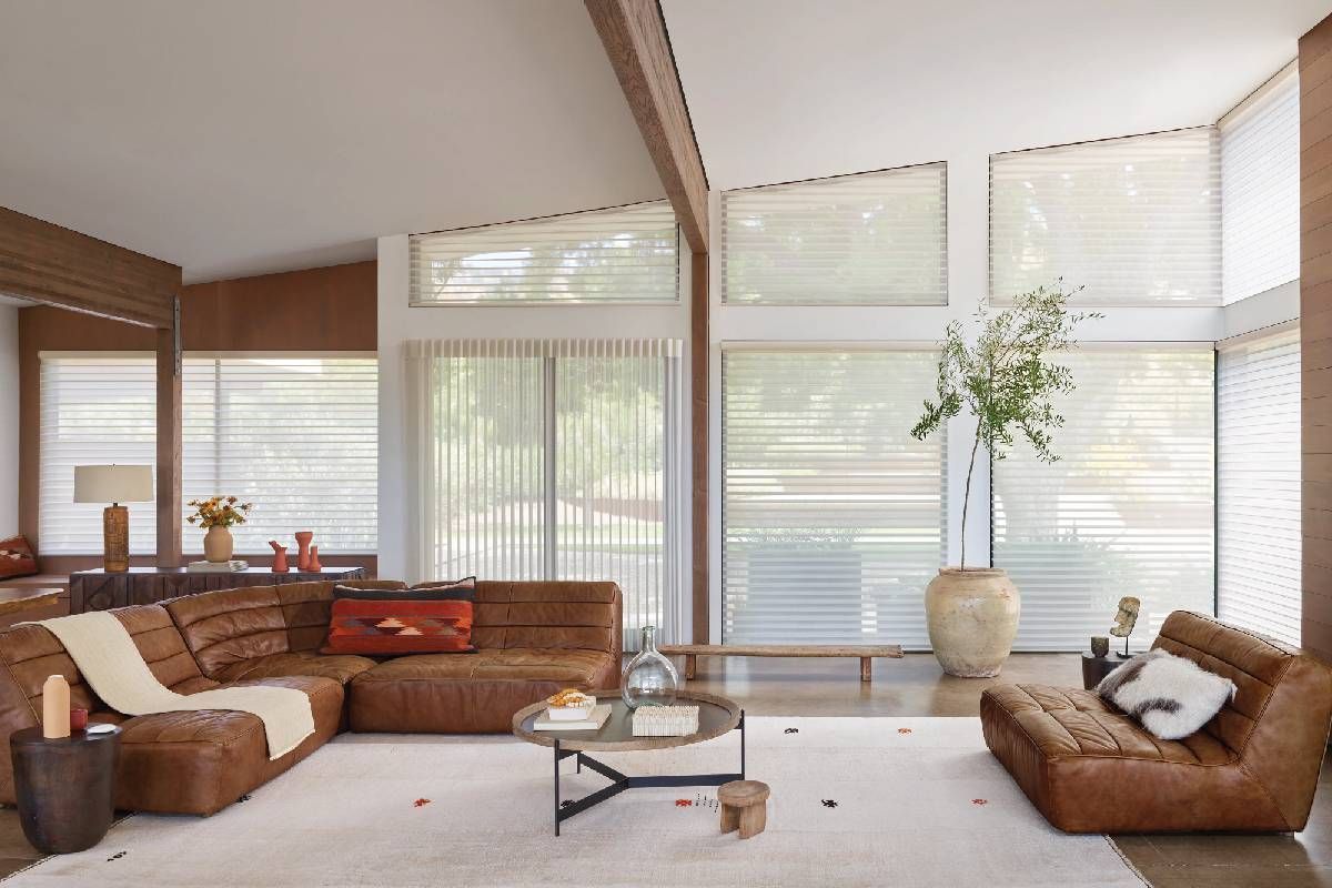 Hunter Douglas Silhouette® Sheer Shades in a living room near Austin, TX